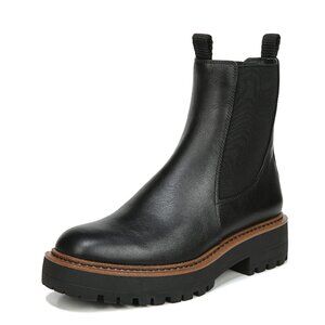 Sam Edelman Sz 8 Laguna Waterproof Lug Sole Black Leather Chelsea Ankle Boots